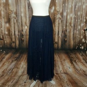 FP One Patchwork Lace Maxi Skirt Blue S, NWOT
